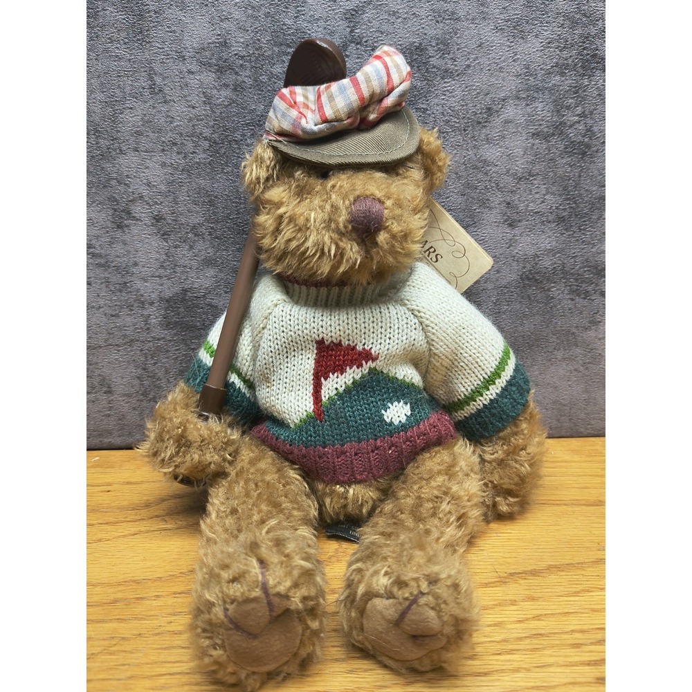 Vintage Russ Collectible Bear Bogey Jr Golf Club Sweater Plaid Hat